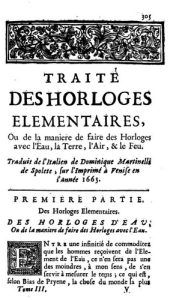 Couverture : Traité des horloges élémentaires