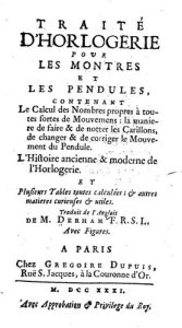 Couverture : Traité d’horlogerie pour les montres et pendules