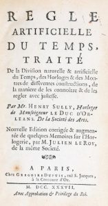 Couverture : Regle artificielle du temps, traité de la division naturelle et artificielle du temps